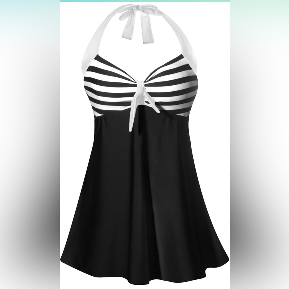 Carterstory Women Maternity Swimdress Vintage Halter One Piece size XXL